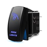 MICTUNING Blue ROCK LIGHTS Rocker Switch Kit- On/Off Blue LED Light 20A 12V (LS083501JL)