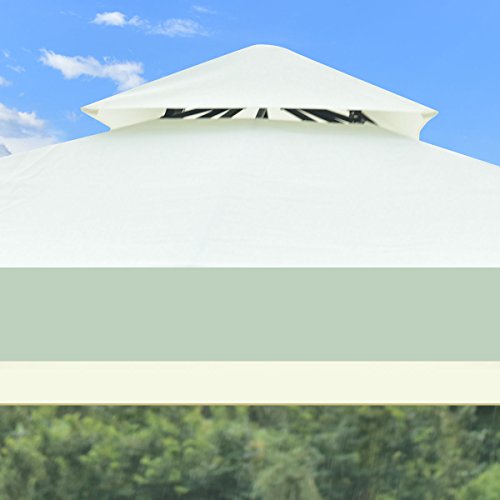 oldzon 2-Tier 10’x10’ Gazebo Canopy Shelter Patio Wedding Party Tent Awning Beige with Ebook