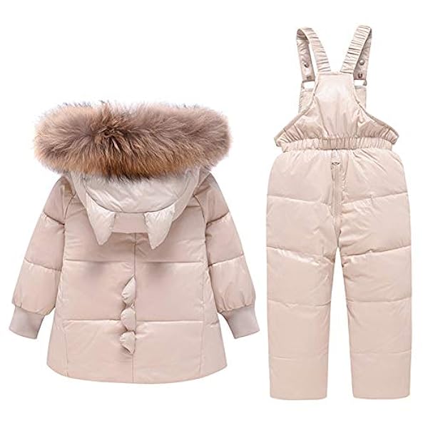 Yfpico Costume Doudoune Enfant Bebe Manteau Dhiver A Capuche Fourrure Et Salopette Chaud 2 Pieces Vetement