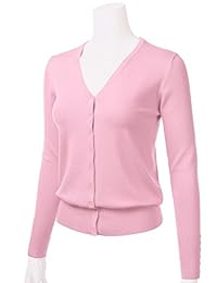 FLORIA Suéter tipo cárdigan de tejido fino, con mangas largas y cuello en V, con botones tipo gema (S-3XL) para mujer.