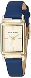 Anne Klein Women's AK/2762CHDB Gold-Tone and Dark Blue Leather Strap Watch