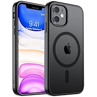SUPFINE Magnetic for iPhone 11 Phone Case(Compatible with MagSafe)(Military Grade Drop Protection) Translucent Matte Shockproof Phone Cover,Black
