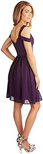 Elley Women's A Line Chiffon V-Neck Straps Ruched Bodice 2017 Mini Party Gown for Teenager Purple US26W