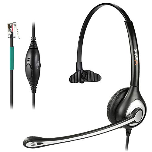 Wantek Corded Telephone Headset Mono w/Noise Canceling Mic for Avaya Aastra Allworx Adtran Alcatel Lucent AltiGen Comdial Digium Gigaset InterTel Mitel Plantronics MiVoice Landline Deskphones(F600S1)