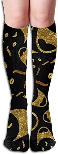 Smiley Man Face Golden Women Knee High Leg Warmers Warmer Boot Socks High Socks