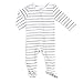 Aden by aden + anais Baby Boy or Girl Full Zipper One Piece – Onesie Footie Pajamas for Babies – Newborn & Infant Long Sleeve Union Suit – Super Soft Cotton Muslin Footie PJ’s; Stripey; 6-9M