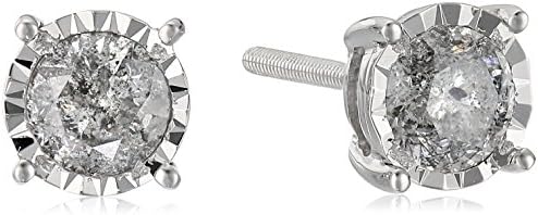 14k Round Diamond White Gold Miracle Stud Earrings (1cttw, J-K Color, I2-I3 Clarity)