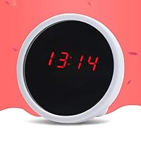 eujwtunxm Home LED Digital Alarm Clock Mini Desktop Digital Clock LED Display Mirror Electronic Noiseless Table Alarm - White