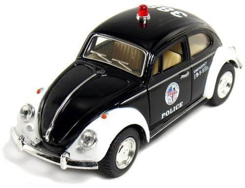 5" Classic Volkswage 1967 Beetle Police car 1:32 Scale (Black/White) by Kinsmart