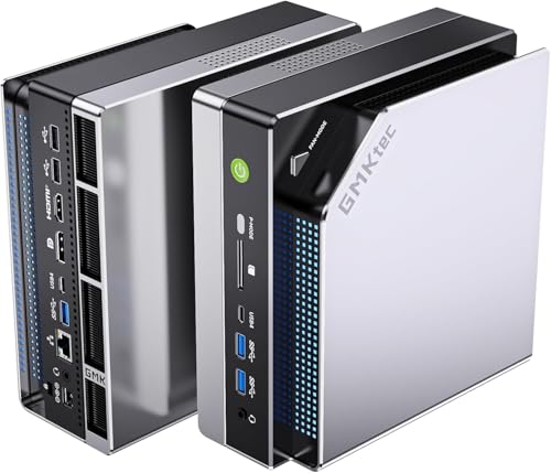 GMKtec Evo-X2 AI Mini PC AMD Ryzen AI Max+ 395 (up to 5.1GHz) Mini Gaming PC, 64GB LPDDR5X 8000MHz (8GB*8), 2TB PCIe 4.0 SSD, 8K Screen for Four Screens, WiFi 7 & USB4, SD 4.0 Card Reader