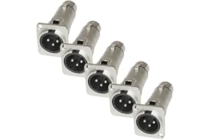 MCSPROAUDIO 5 Pack: XLR Male to XLR Female Pass Through Panel Mount Jack