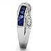 Ring Stainless Steel Princess Shape Blue Sapphire Simulated Cubic Zirconia Wedding Women's Non-Tarnish size 8
