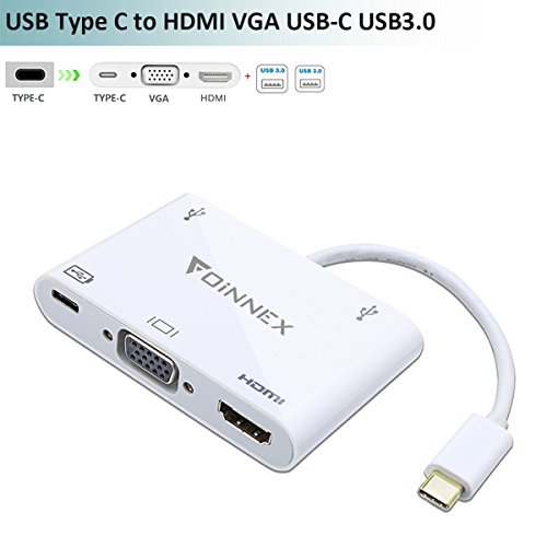 Usb c to hdmi,vga,2 usb 3.0 multiport hub adapter with power char…