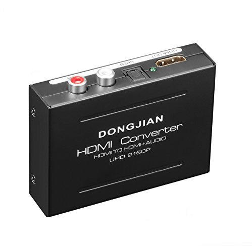 4K HDMI Audio Extractor ,HDMI to HDMI + Optical Toslink(SPDIF) + RCA(L/R) Stereo Analog Outputs Video Audio Splitter Converter Support 3D for PS4 Xbox One DVD Blu-ray Player HD TV Projector