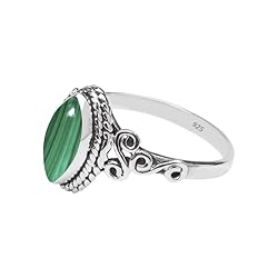 Malachite Stone Ring 925 Sterling Silver Statement