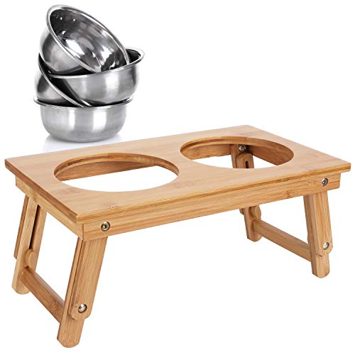 pedy Elevated Dog Bowl Pet Feeding Station with 4 Stainless Steel Bowls