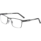 Roegaric Bifocal Reading Glasses for Men Blue Light Blocking Metal Black Full Frame Eyeglasses Computer Readers Lightweight