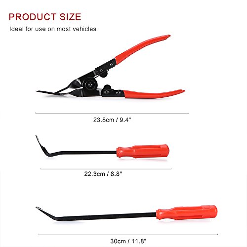 ALLOMN 3pcs Clip Plier Set Fastener Remover Auto Body Repair Tools with Storage Bag for Car Door Panel Dashboard