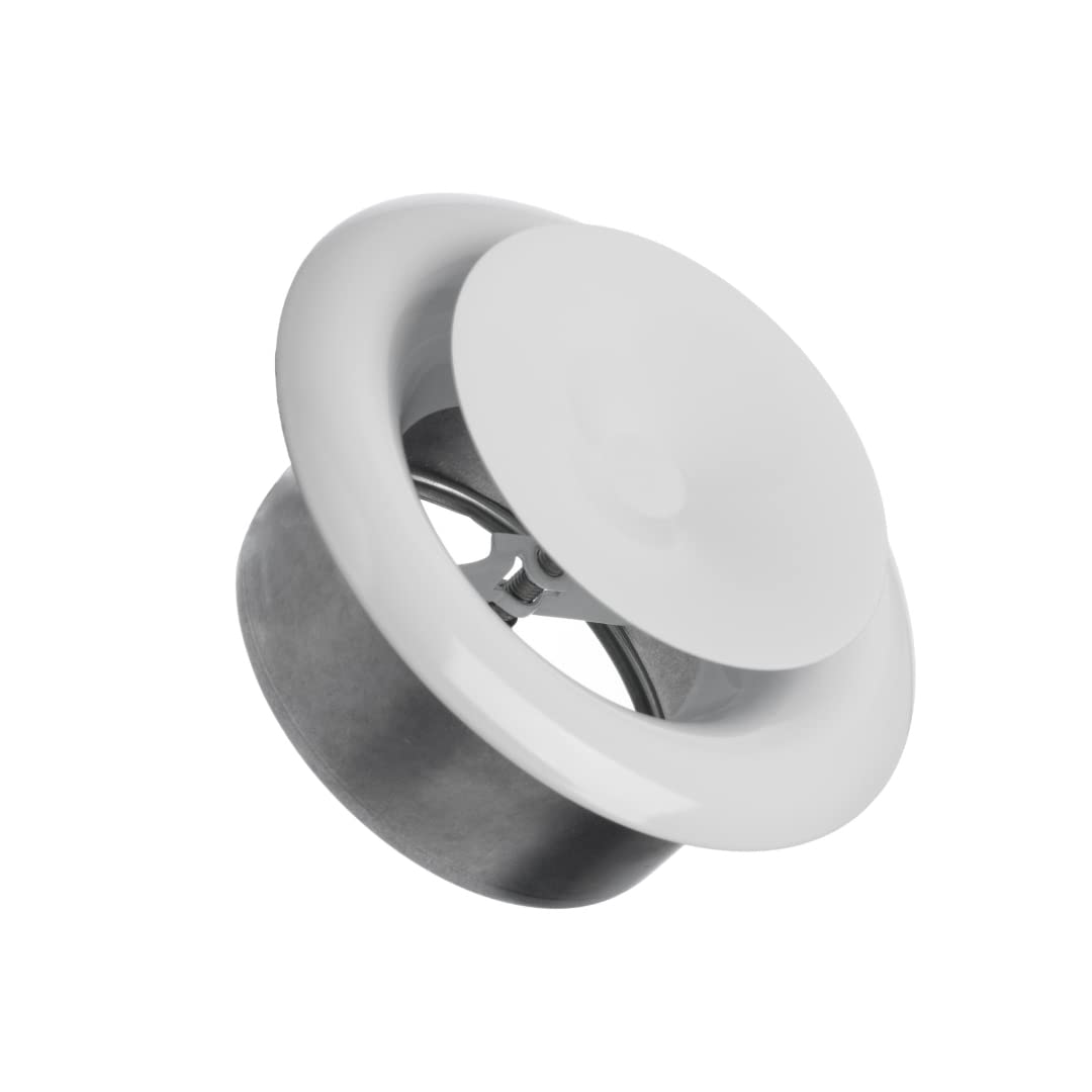 Ø 150mm / 6'' Adjustable Diffuser - Air Supply Valve - Ventilation Ducting Cover - Metal - White