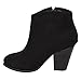 BESTON GD52 Women's Side Zip Chunky Heel Riding Ankle Booties Half Size Smaller