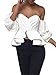 Glamaker Women's Sexy Off Shoulder Blouse Crop Tops Shirt with Ruffle Sleeves M 4/6 White