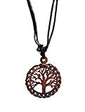 Hawaiian Craftier Tree of Life Wood Pendant Necklace Handmade Style Beach Boy Men Yoga (brown)