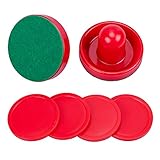 Jollylife Set of 2 Red Air Hockey Pushers and 4 Red Pucks