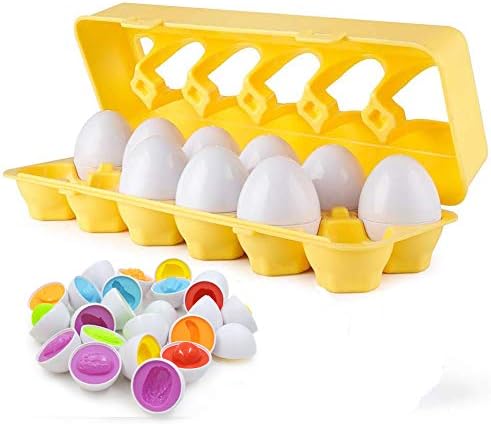 Cretee 12 Eggs of Matching Egg Set Toddler Eggs Toy for Kids Educational Color and Shapes Recognition Game (Fruit)