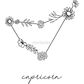 Capricorn Zodiac Wildflower Constellation - Sticker Graphic - Auto, Wall, Laptop, Cell, Truck Sticker for Windows, Cars, Trucks