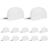 ZH Plain Flat Brim Snapback Baseball Caps Adjustable Blank Baseball Caps Wholesale 12 Pack