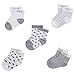 Evelin LEE Kids Unisex Baby Toddler Soft Socks 5 Pairs Crew Walkers Newborn Gift (0-6 months, Gray)