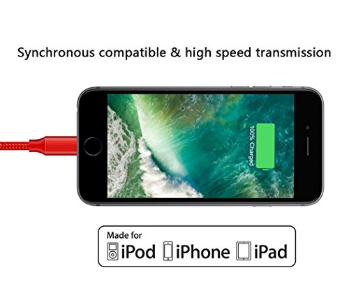 image for Ulimag Phone Charger 3Pack 6FT Nylon Braided USB Charging & Syncing Co