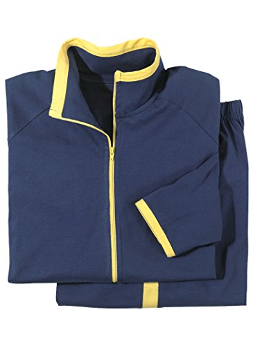 AmeriMark Two-Piece Warm Up Sweat Suit Set Contrast Stripe Pants and Zip Jacket Navy/Yellow SP