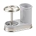 mDesign Decorative Bathroom Dental Storage Organizer Holder Stand for Electric Spin Toothbrush/Toothpaste - Compact Design for Countertop and Vanity, Holds 4 Standard Brushes - Gray/Brushed