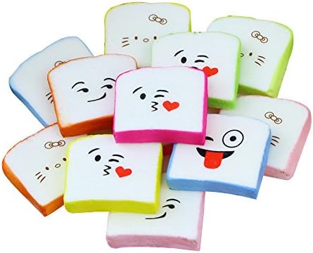 Squishy Toy,Decompression Toy,PU Emoji Toast Squeeze Toys For Gift Decorative or Stress Relief 6PCS