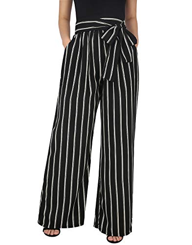Palazzo Pants for Women Pants - Woman High Waist Pants Long Trousers White Stripes