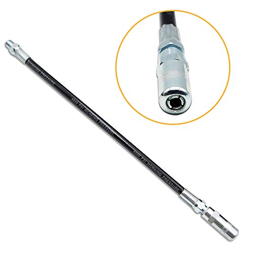 FIXSMITH-Grease-Gun-Hose,4500 PSI,12 Inch Flexible Whip Hose Extension with Coupler for Hand Operated Grease Gun,1 Pack.