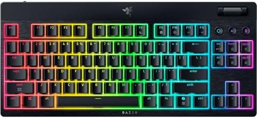 Razer BlackWidow V4 Low Profile TKL HyperSpeed Wireless Gaming Keyboard: Yellow Mechanical Switches - 2.4GHz Wireless & Bluetooth - Multi-Function Roller - 3 Control Buttons - Long Battery Life