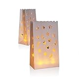 30 Packs Luminary Paper Lantern, Candle Tealight Tea Light Bag Bags - Flame Resistant Paper for BQQ Party Wedding Reception Party and Event Decor