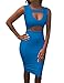 Allegrace Women Sexy Stretch Bodycon Mid Bandage Party Dress Blue S