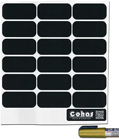 Cohas Chalkboard Labels for Party Cups and Supplies includes Liquid Chalk Marker and 54 Labels, Extra Fine Tip, Gold Marker