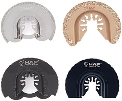 Harpow 4 Pcs Half Moon Oscillating Blades Multi Blades Circular Saw Blades Kits, Power Oscillating Tool Accessory, Fits Fein Bosch Craftsman Rockwell Einhell Westfalia Ferm Pro-Line Matrix Tools