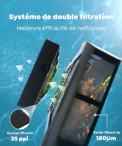 BRINBO C1 Pool Robot Bottom and Walls, Double Filter, Wireless Pool Robot, 7 Cleaning Modes, 170-180 Min Autonomy, Powerful Vacuum Cleaner for Pools up to 150 m², Mica Grey