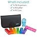 Vive Weekly Pill Organizer 4 Times a Day - 7 Days Pill Boxes for Morning, Noon, Evening, Night - Extra Large Medicine, Vitamin & Supplement Dispenser with Premium Leather Case and Splitter Cutter