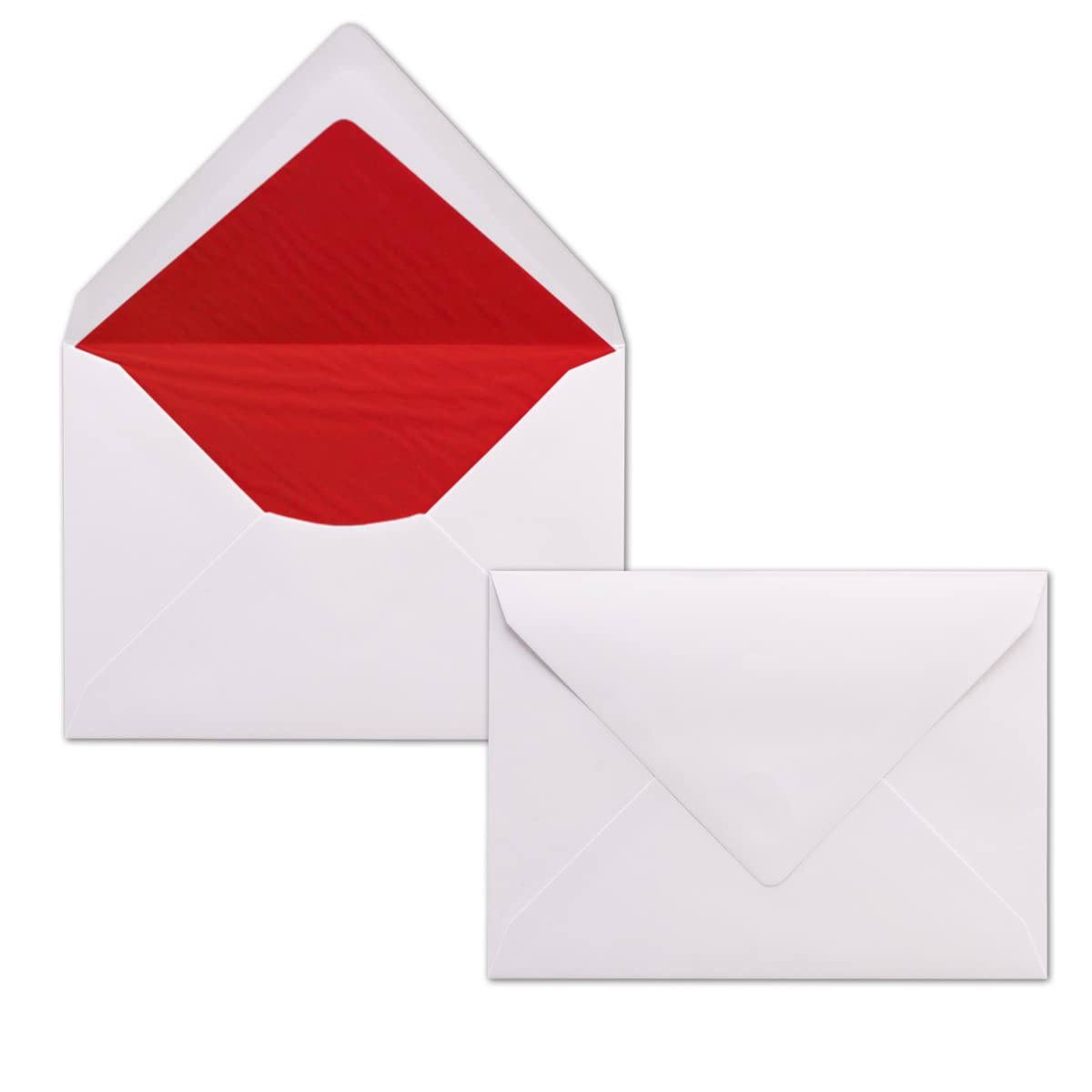Neuser Seta 50 White Envelopes DIN C6, Lined with Red Tissue Paper – 100g/m² – 114 mm x 162 mm 100gsm Wet Adhesive – Quality