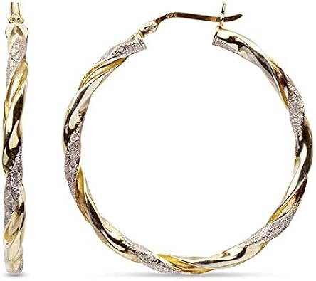 Amazon.com: LeCalla Sterling Silver Jewelry Two-Tone Light-Weight Italian  Design Hoop Earrings for Women 30 MM: Clothing