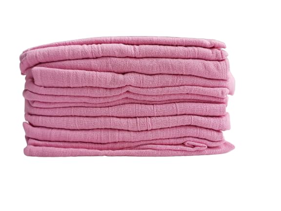 MF Flour Sack Kitchen Towels Cleaning cloth unbleached (Pink, 12 Pack), 100% Cotton 28 x 28 Inches Cloth Napkins, Multi Purpose Dish Cloth | Tea Towels | Kitchen Towels Window cleaner