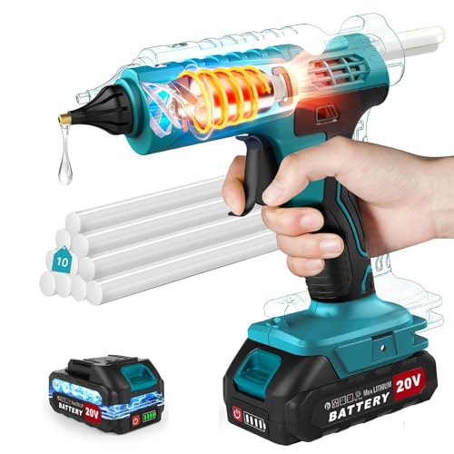 Uniiking® 100W Cordless Hot Glue Gun Kit Battery Powered(Battery Included), Wireless Glue Gun Rechargeable with Stand, with 10pcs Sticks for Craft & DIY