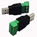 zdyCGTime USB 2.0 A Screw Terminal Block Connector USB 2.0 A Male Plug to 5 Pin/Way Female Bolt Screw Shield terminals Pluggable Type Adapter Connector Converter 300V 8A(2Pack) (Male)