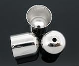 Housweety 100 Pcs Silver Tone Blunt Necklace End Tip Bead Caps